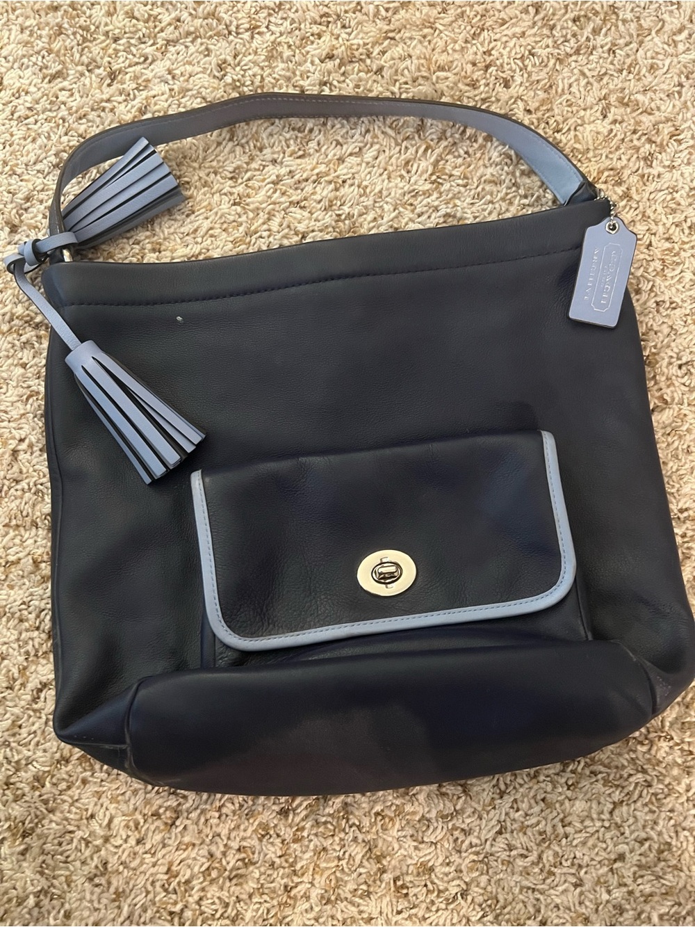 Coach Legacy Archival two tone blue leather bucket Bag